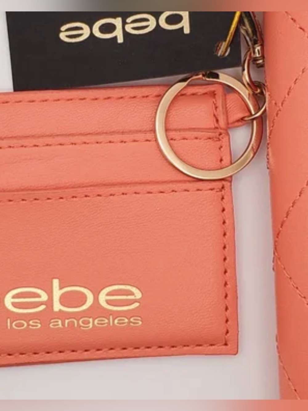 464. NWT BEBE EMBOSSED ZIP WALLET WRISTLET WITH CREDIT CARD CASE - Picture 2 of 3